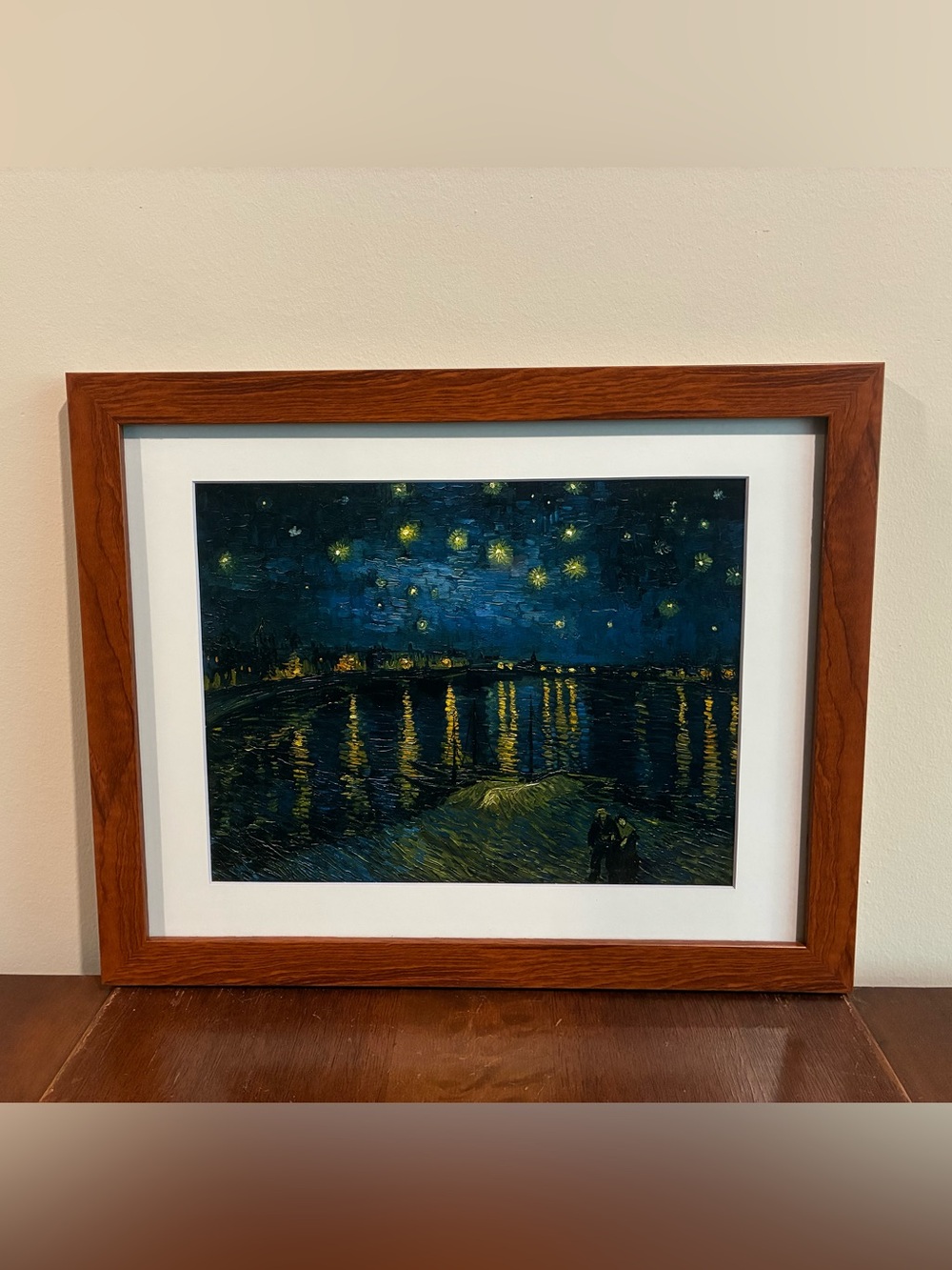 Van Gogh Starry Night Over Rhone Framed Print 15x12 Brown Gallery Wall Art